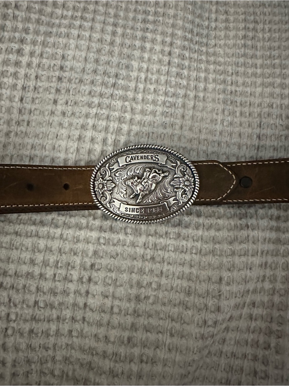 Cavender's Brown Kids Leather Belt with Decorative Silver Buckle